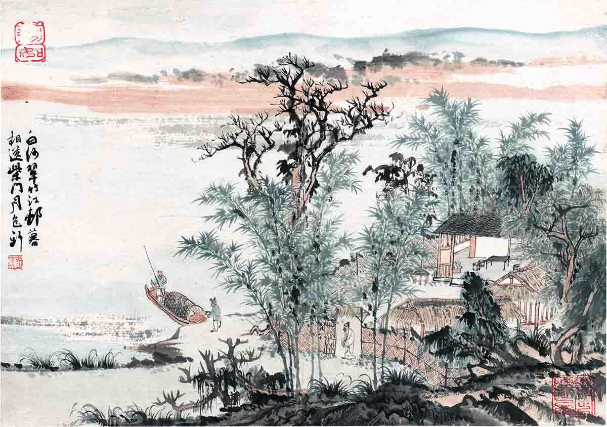 陆俨少 白沙翠竹江顿暮42x30