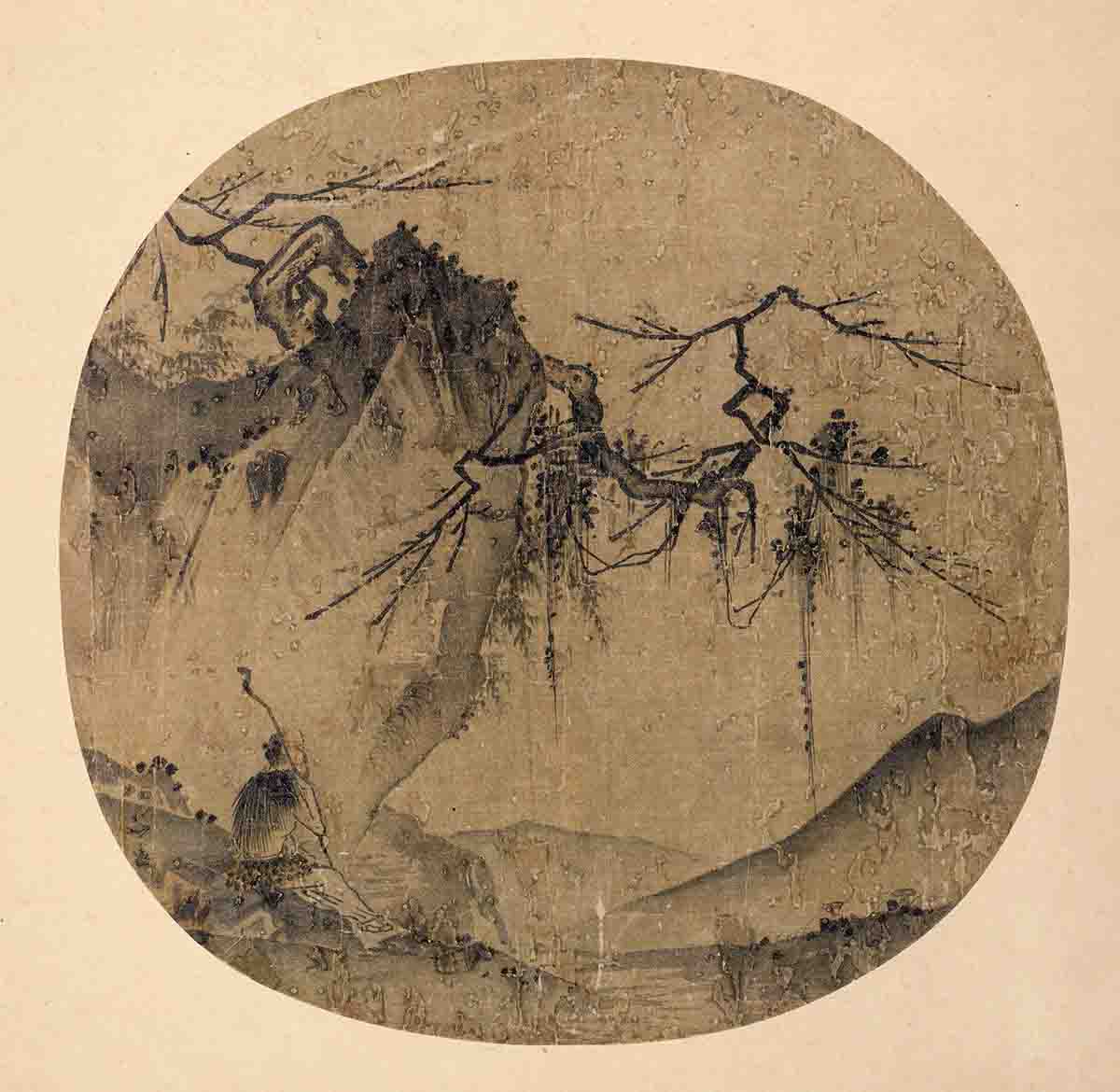 宋 马远（传）山水图 绢本设色 25.5X25.7cm 维多利亚和阿尔伯特博物馆