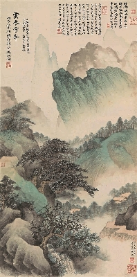 近现代 吴湖帆 云表奇峥 纸本47.5x96