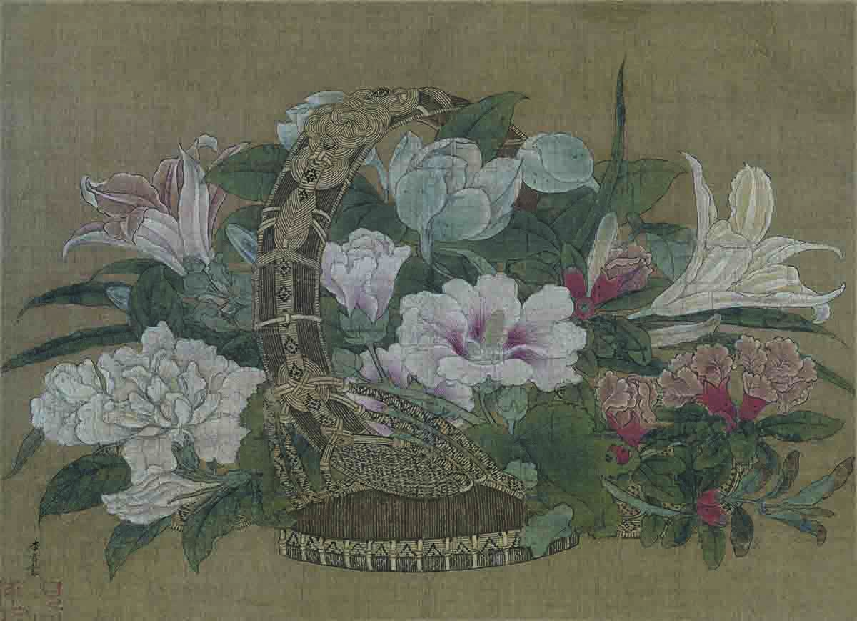 宋 李嵩 花篮图故宫绢本26.1 x 26北京故宫