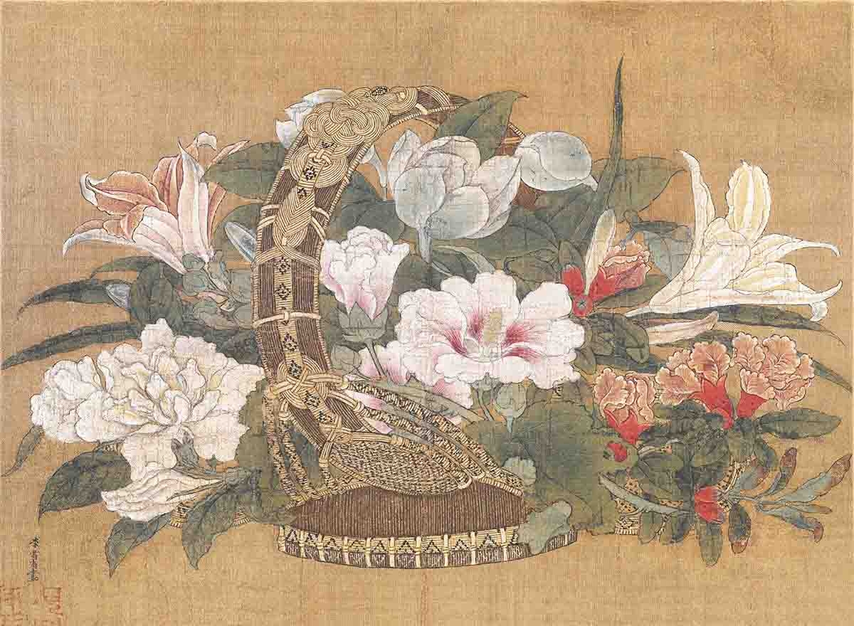 宋 李嵩 花篮图 绢本26.1 x 26.3