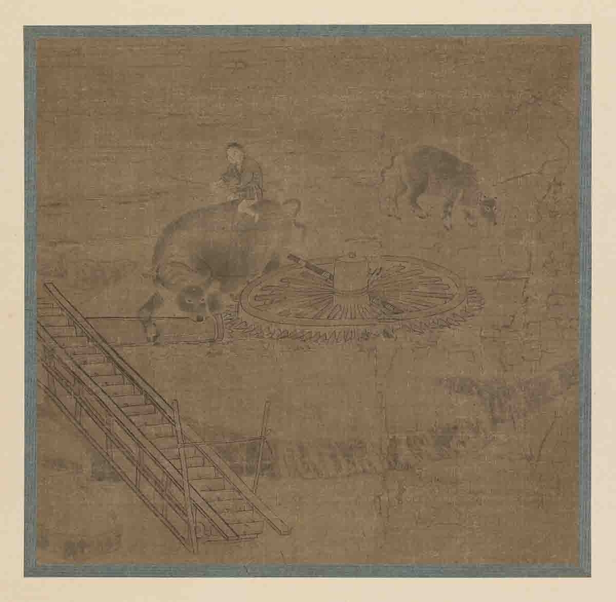 宋 李嵩 龙骨车图 25.6×26.