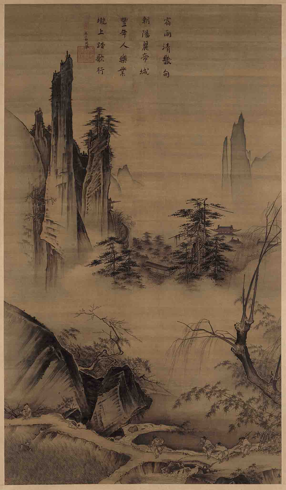 宋 马远 踏歌图轴(绢本)192.5x111北京故宫
