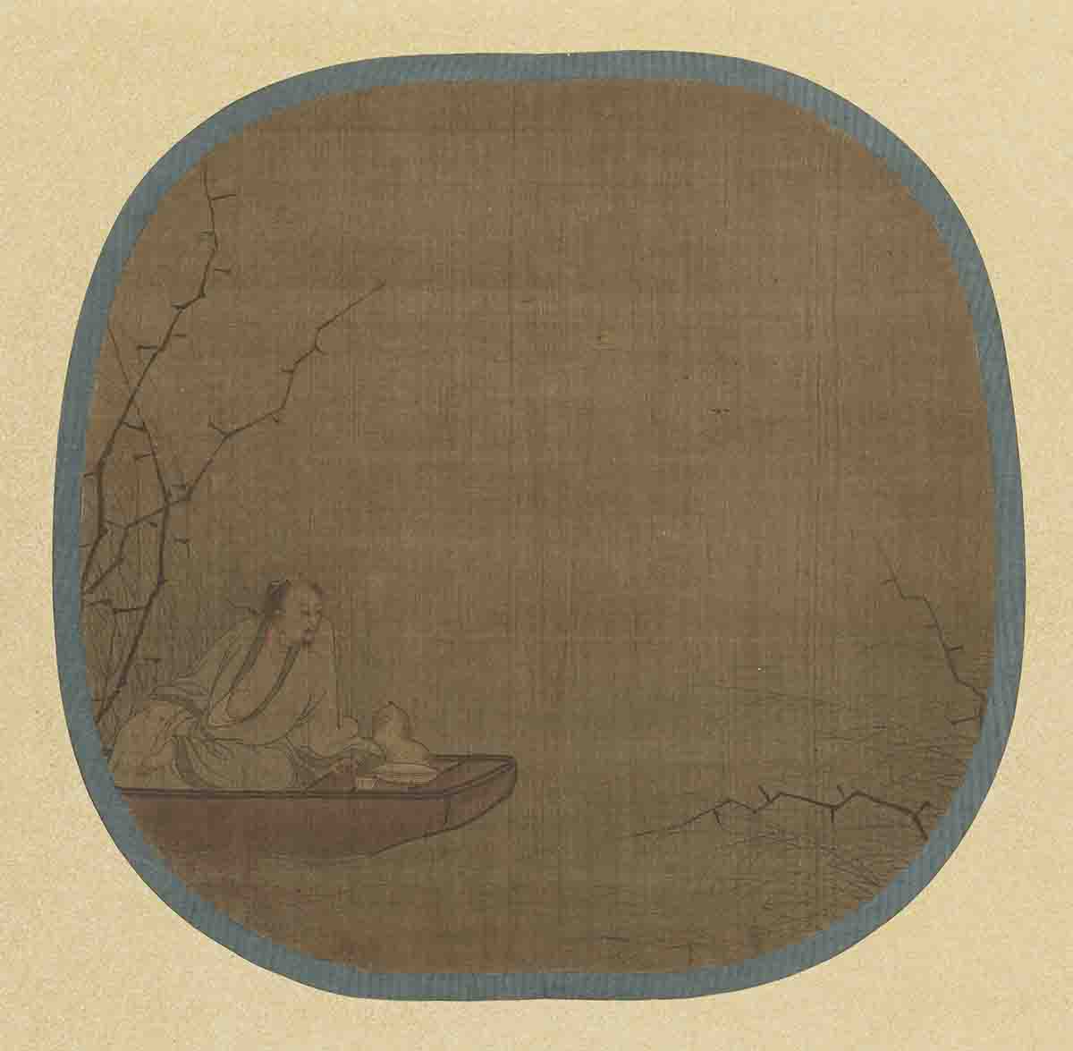 南宋 马远  舟人形图 绢本着色 21.2×21.8(团扇形)