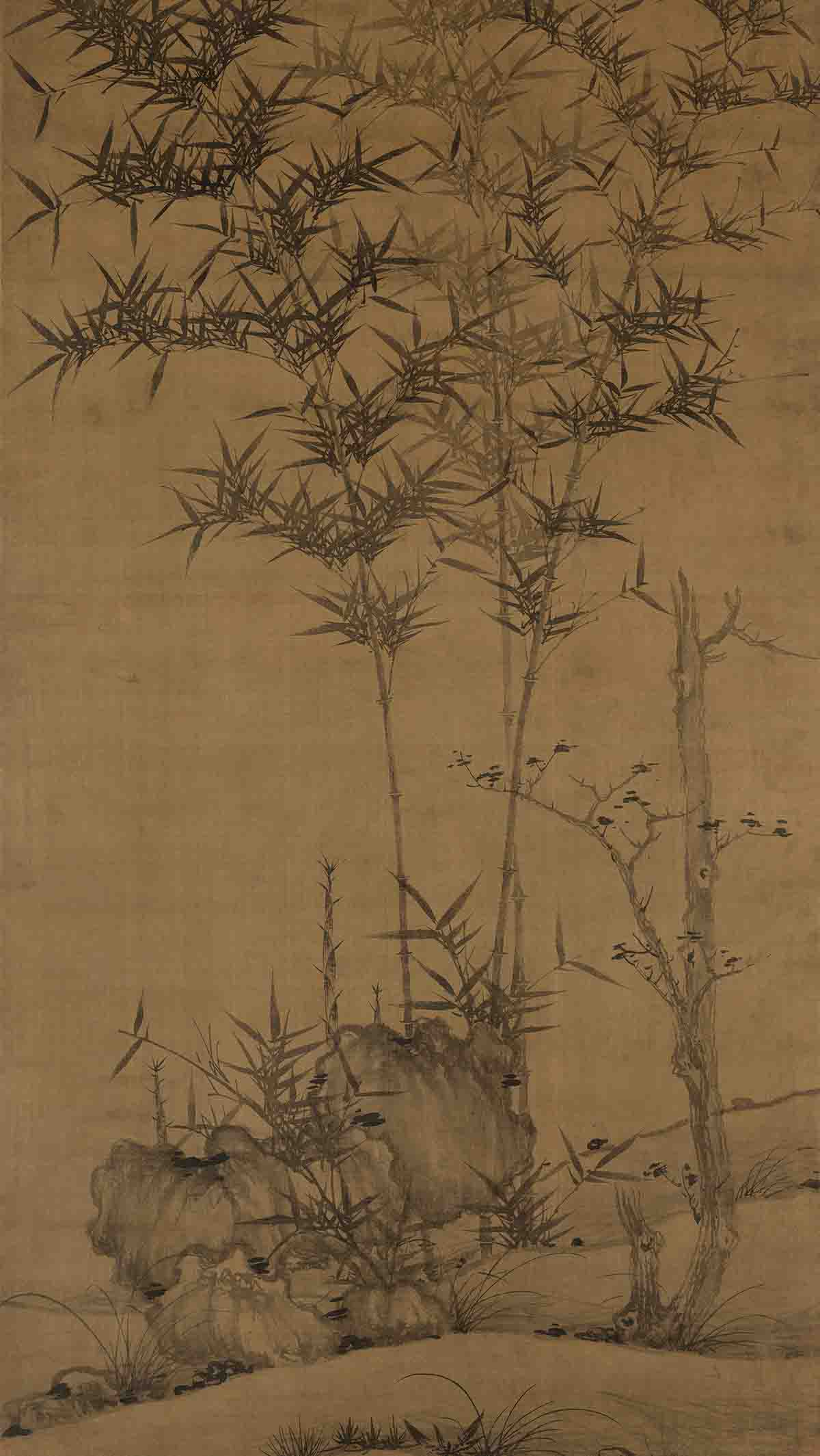 宋 佚名 竹石图轴绢本124x70