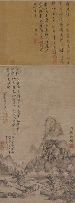 元 方从义 溪桥幽兴图轴