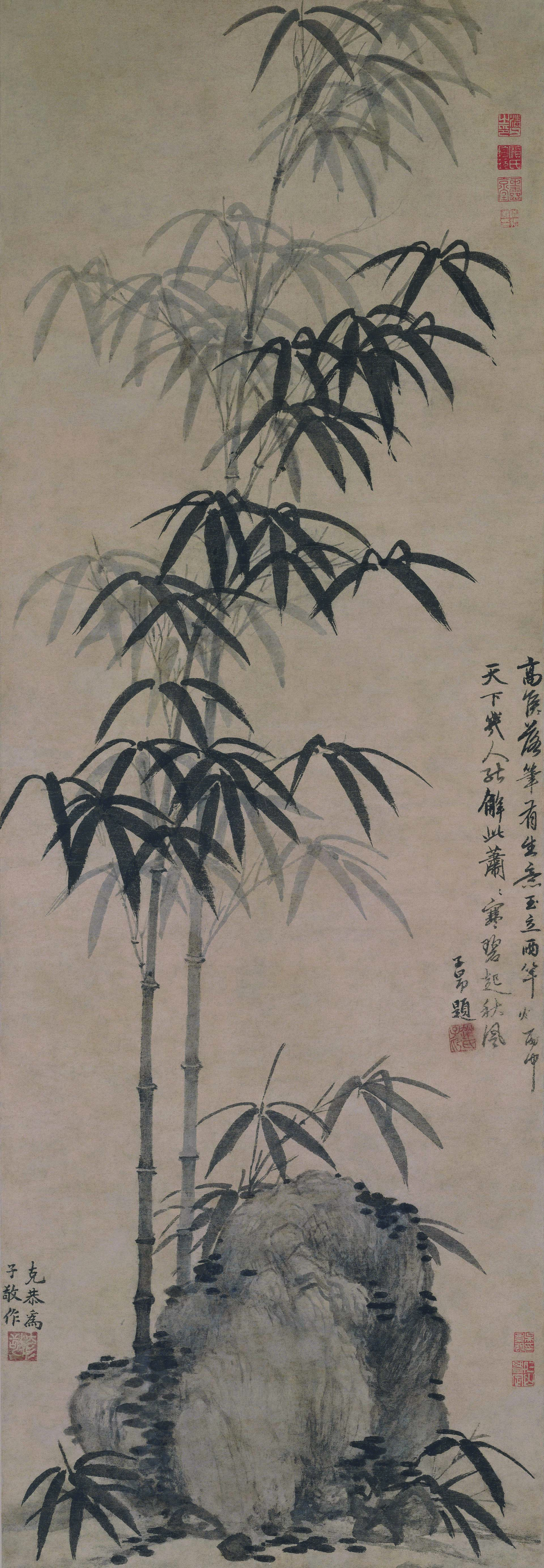 元 高克恭 墨竹坡石图(单)121.6x42.1