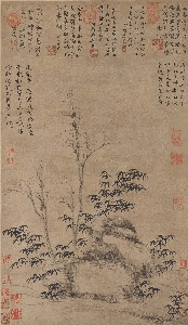 故121元 倪瓒 古木竹石图