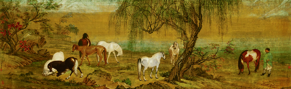 77-郊原牧马图-清-郎世宁