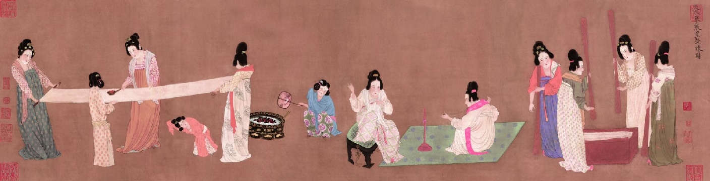 新中式古代国画名画五联画调色版TIF