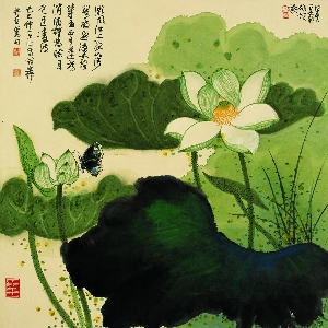 唐云 荷花蝴蝶44-44cm
