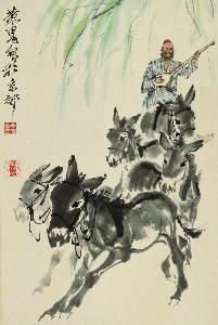 黄胄 骑驴弹歌82-122cm