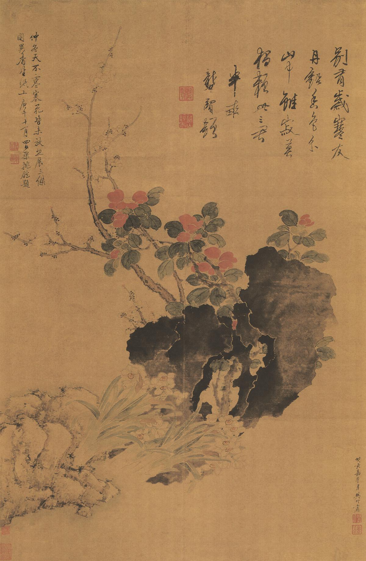清代-樊圻 岁寒三友图轴88x57天博国画超高清大图原图扫描真迹全图书画图片下载