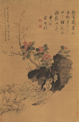 清代-樊圻 岁寒三友图轴88x57天博