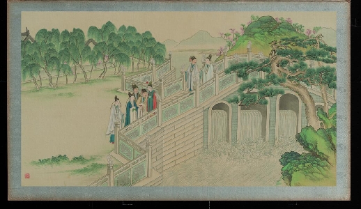 清 孙温 红楼梦  贾政游大观园图景十51x88