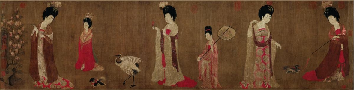 唐 周昉 簪花仕女图 绢本