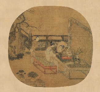 宋 苏汉臣 妆靓仕女图 团扇绢本25.2x26.7 (美)波士顿