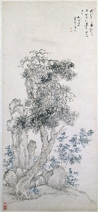 清_恽寿平_松竹图73x34