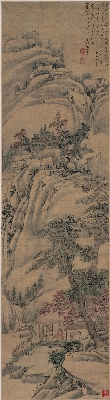 清 萧云从 秋岭山泉图 纸本 45.6x165.3
