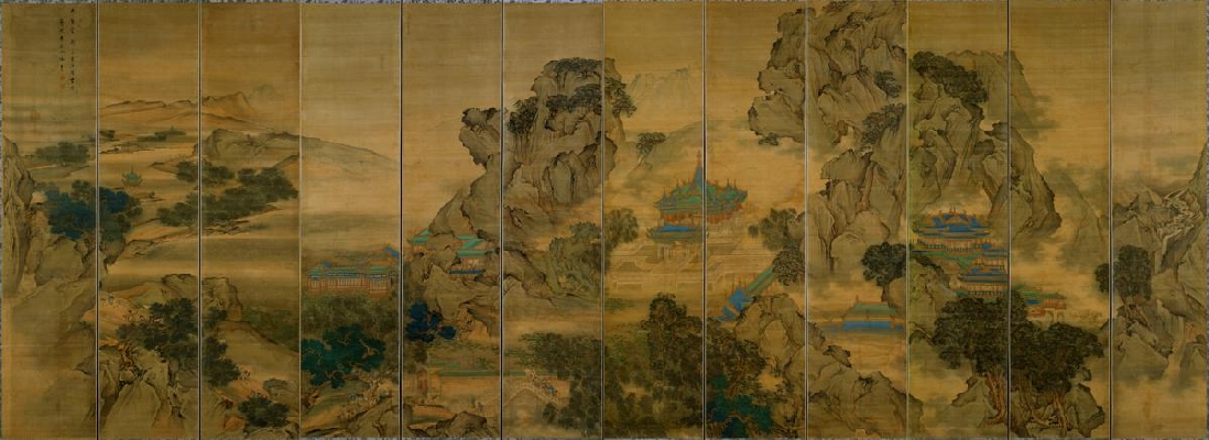 清 袁江 蓬莱仙境图12屏全卷50x139