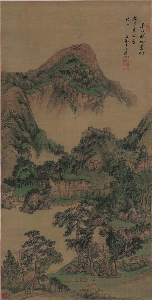 明 王时敏 云峰树色图(立轴)绢本100.7x 51.1