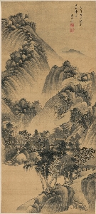 明 王时敏 山楼客话图 纸本 52.4x116.3