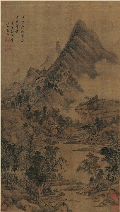 明 王时敏 仿黄子久山水2 绢本 44x78