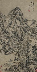 明 王时敏 丛林曲调图(立轴)纸本100x52.5x