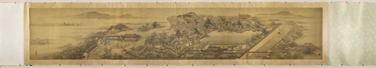 清 袁江 别苑观览图卷绢本52.1×295大都会
