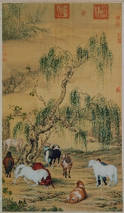 清 郎世宁 八骏图台北故宫博物院