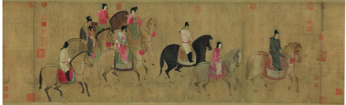 唐 张萱 虢国夫人游春图卷(全卷)绢本53X173