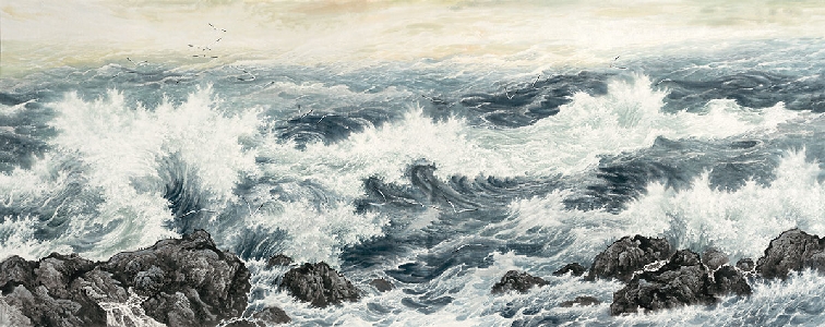 李平甲 观海听涛(全卷)145x365