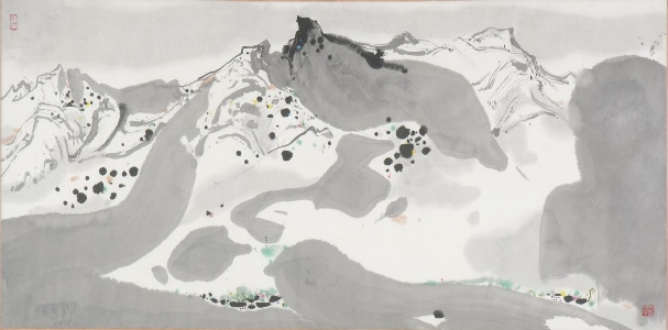 吴冠中 巴山春雪 70×140