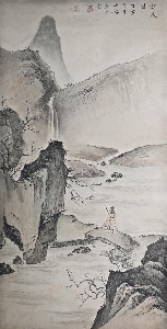 陈少梅-访友图94×48-纸本立轴