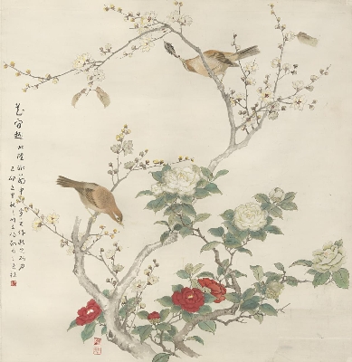 陆抑非 玉兰黄鹂