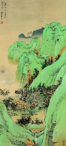 谢稚柳 青绿山水-X