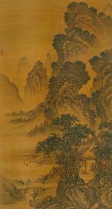 辽034-明 戴进 溪堂诗意图轴