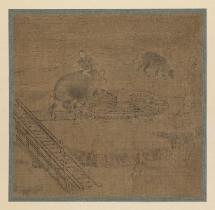 南宋 李嵩  龙骨车图  25.6×26.4
