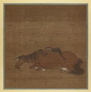 元 赵雍 马猿猴图 32.3×31.7