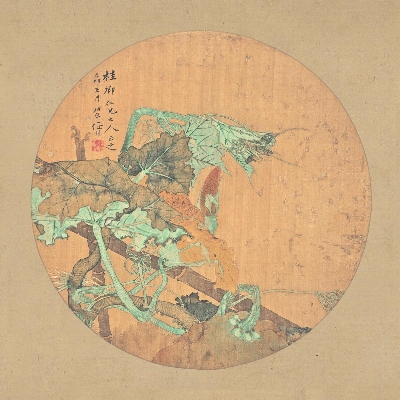 清 任颐 南瓜图团扇 28X28cm