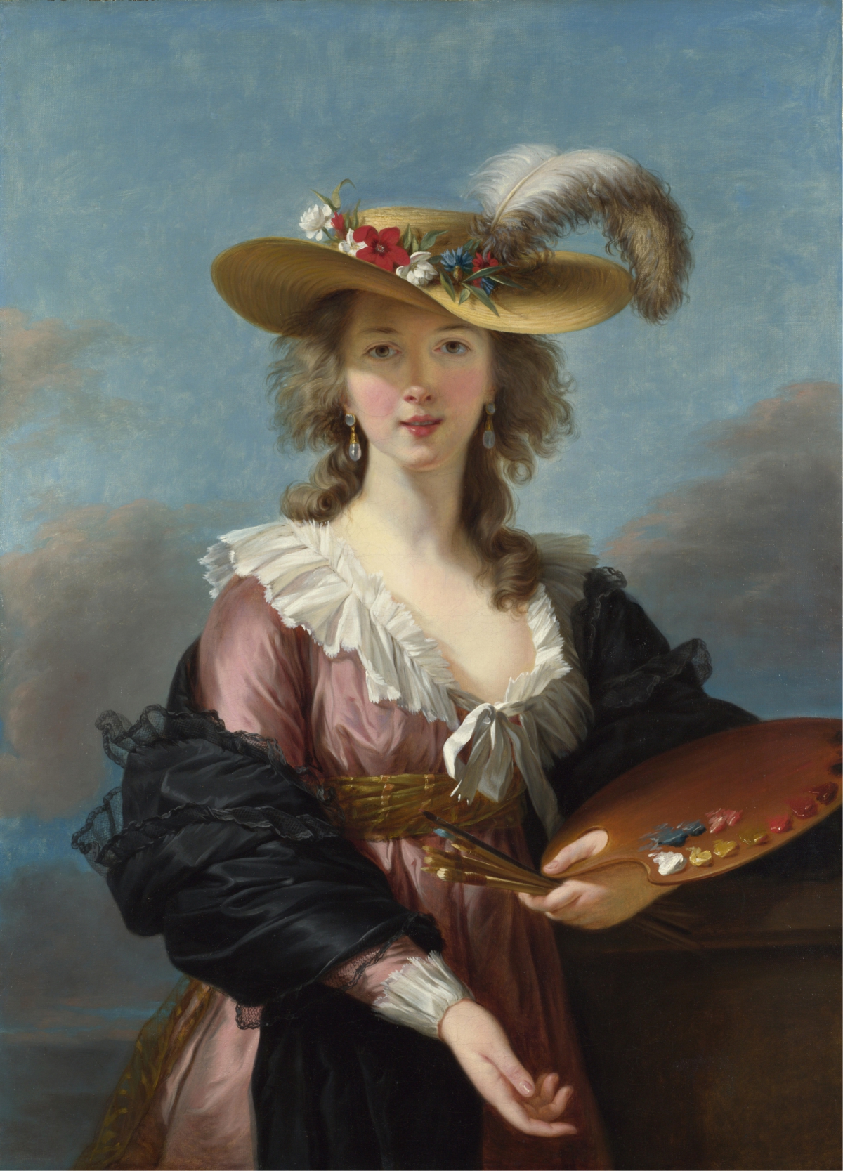 （法）勒布伦 戴草帽的自画像 伦敦国立美术馆藏 1782