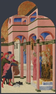 Saint Francis renounces his Earthly Father圣弗朗西斯违背父亲入教会 1437-44, Sassetta