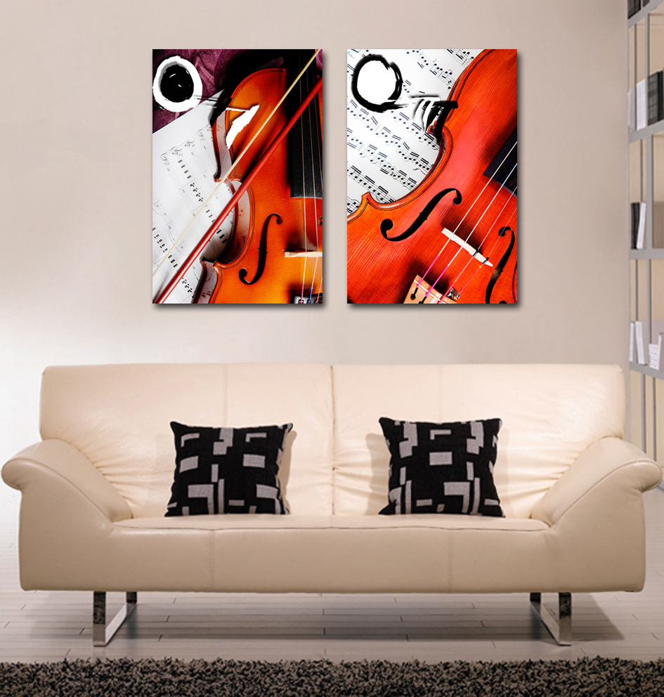 二联画 装饰画双联画高清图-提琴派