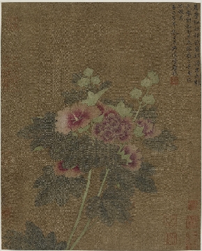 元 唐棣 羞学红妆媚晚霞图页绢本25x32