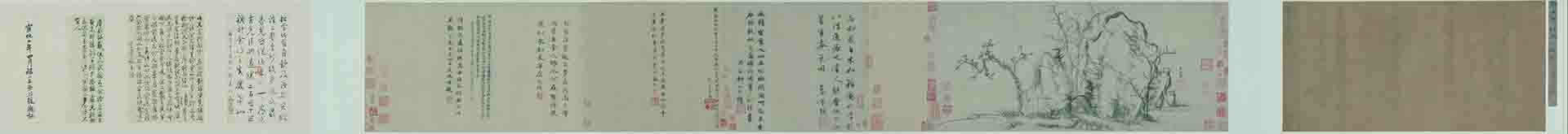 元 赵孟頫 秀石疏林图纸本27.5×62.8cm