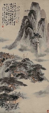 张大千 拟石涛山水图立轴纸本219.3x95cm