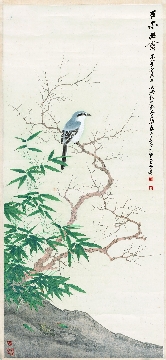 张大千 古木幽禽立轴纸本62x134cm