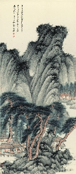 张大千 仿王蒙春山读书图立轴纸本597X137cm
