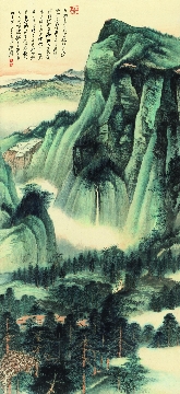 张大千 峨眉接引殿立轴纸本78.6X171cm