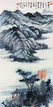 张大千 洞庭帆影立轴纸本133X66cm